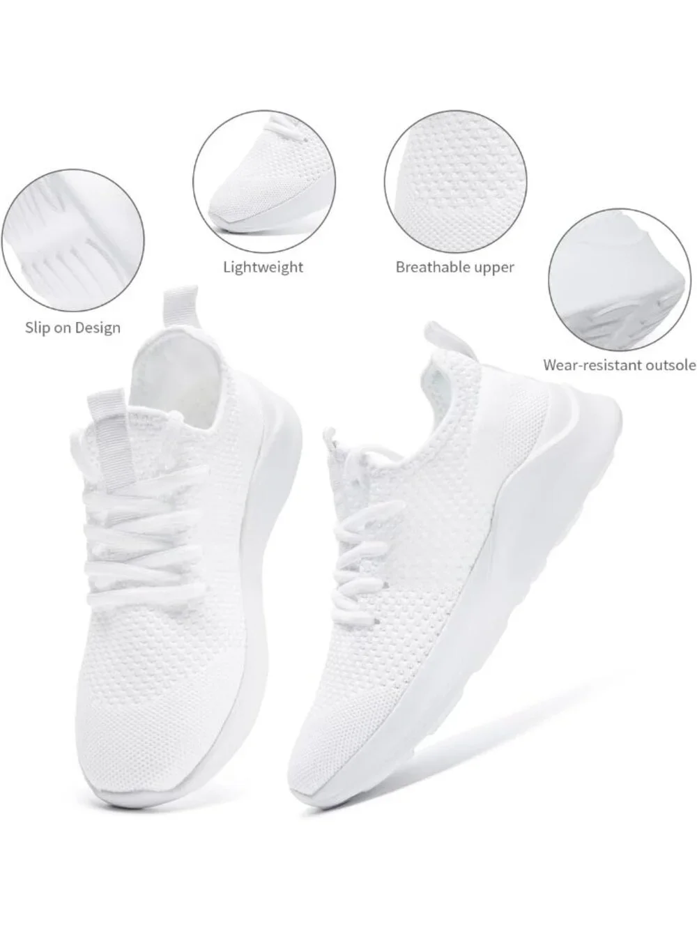 Men's White Running Shoes Sneakers Tennis Fitness Athletic Shoes Non Slip Shoes